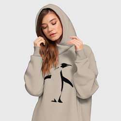 Женское худи-платье Пингвин анфас трафарет, цвет: миндальный — фото 2