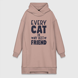 Женская толстовка-платье Every cat is my best friend