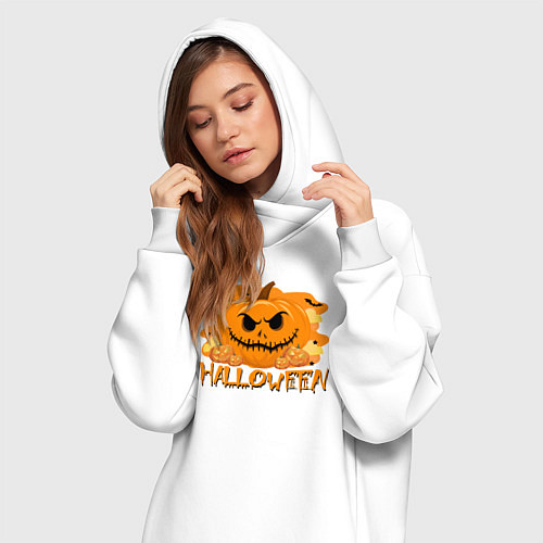 Женская толстовка-платье Orange holiday halloween / Белый – фото 3