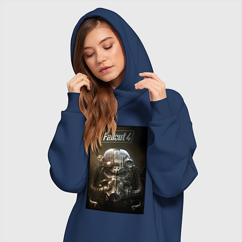 Женская толстовка-платье Fallout armour poster / Тёмно-синий – фото 3