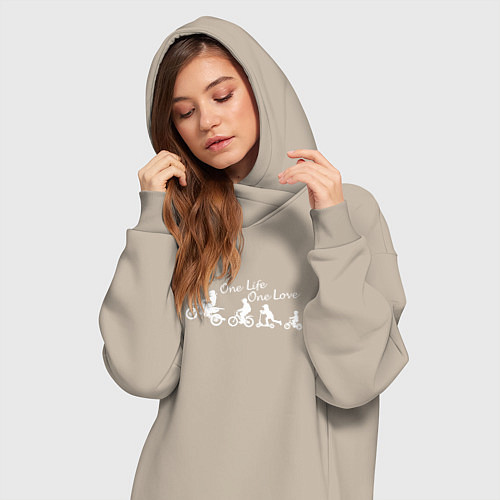 Женская толстовка-платье One life one love wite / Миндальный – фото 3