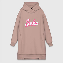 Женское худи-платье Саша шрифтом барби - объемный шрифт, цвет: пыльно-розовый