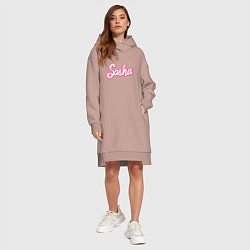 Женское худи-платье Саша шрифтом барби - объемный шрифт, цвет: пыльно-розовый — фото 2