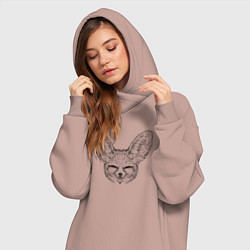 Женское худи-платье Голова фенека, цвет: пыльно-розовый — фото 2