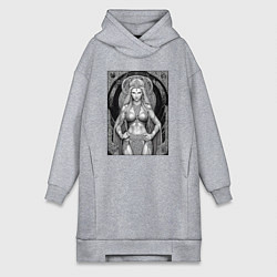 Женская толстовка-платье Эскиз богиня валькирия