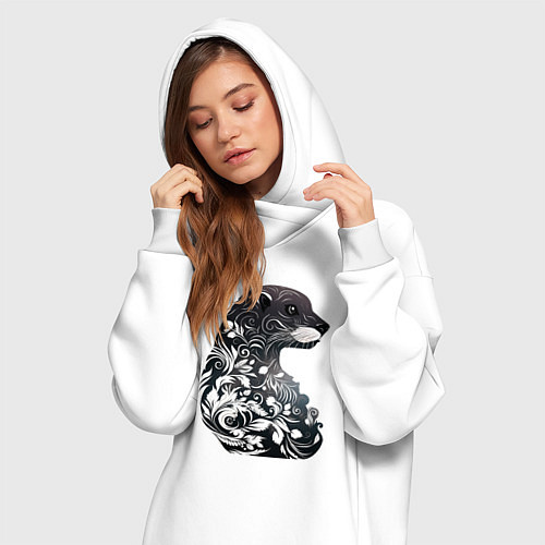 Женская толстовка-платье Цветочная выдра / Белый – фото 3