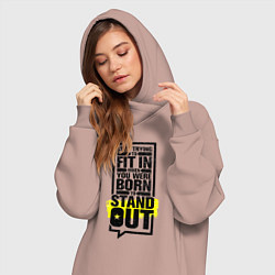Женское худи-платье Was born to stand out, цвет: пыльно-розовый — фото 2