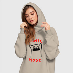 Женское худи-платье Panic mode - котик, цвет: миндальный — фото 2