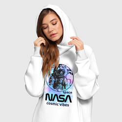 Женское худи-платье Космонавт nasa, цвет: белый — фото 2