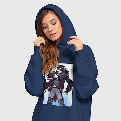 Женская толстовка-платье Ризли Геншин импакт / Тёмно-синий – фото 3