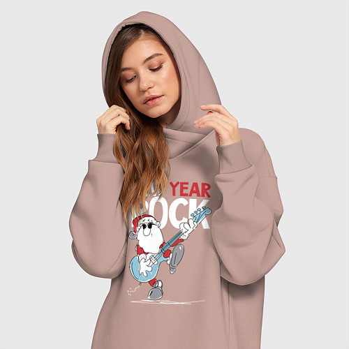 Женская толстовка-платье Новогодний рок / Пыльно-розовый – фото 3