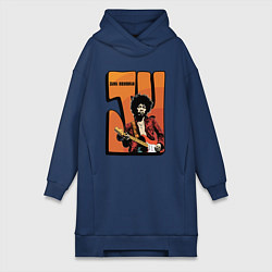 Женское худи-платье Джими Хендрикс светлая, цвет: тёмно-синий