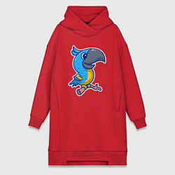 Женское худи-платье Попугайчик, цвет: красный