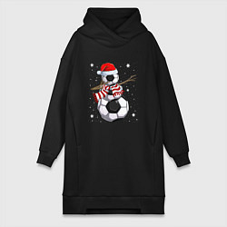 Женское худи-платье Soccer snowman, цвет: черный