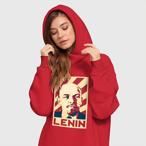 Женская толстовка-платье Vladimir Lenin / Красный – фото 3