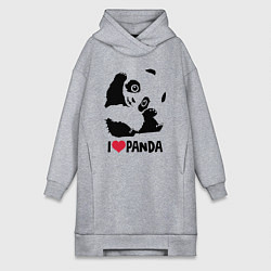 Женское худи-платье I love panda, цвет: меланж