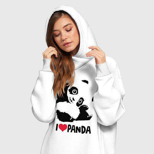 Женская толстовка-платье I love panda / Белый – фото 3