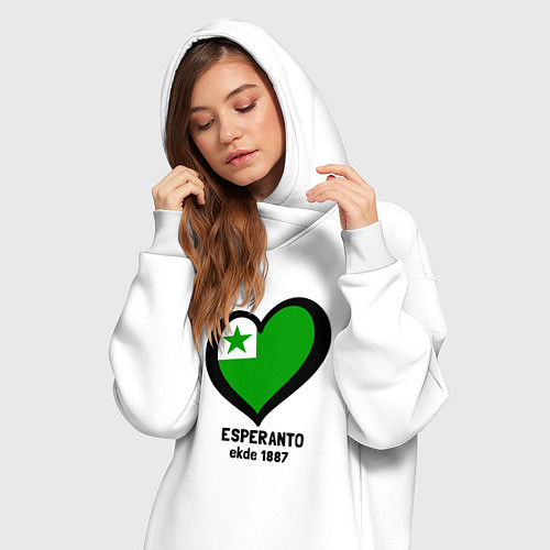 Женская толстовка-платье Люблю эсперанто / Белый – фото 3