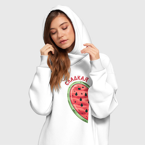 Женская толстовка-платье Сладкая арбуз / Белый – фото 3