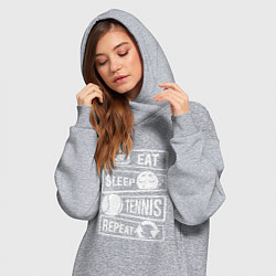 Женское худи-платье Еда сон теннис, цвет: меланж — фото 2