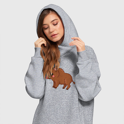 Женская толстовка-платье Милый кабанчик / Меланж – фото 3