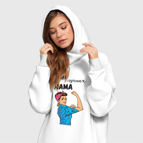 Женская толстовка-платье Самая лучшая мама - девушка ретро / Белый – фото 3