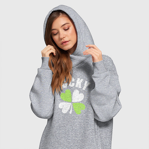 Женская толстовка-платье Lucky day / Меланж – фото 3