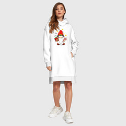 Женское худи-платье Гном с подарками, цвет: белый — фото 2