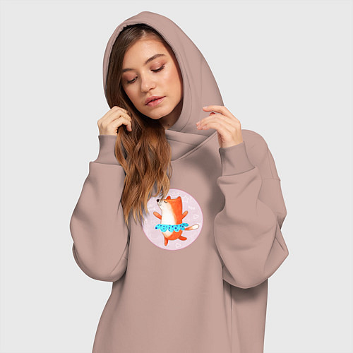 Женская толстовка-платье Танцующая лиса / Пыльно-розовый – фото 3