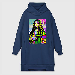 Женское худи-платье Mona Lisa - mosaic pop art, цвет: тёмно-синий