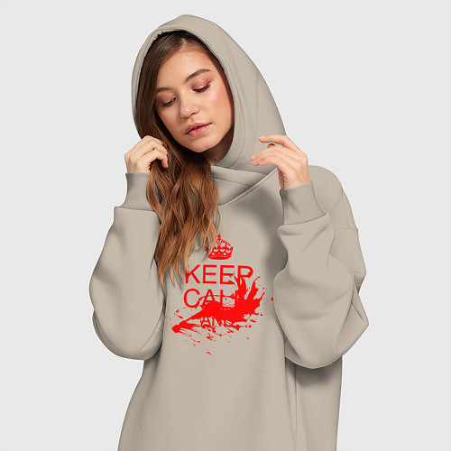 Женская толстовка-платье Сохранять спокойствие / Миндальный – фото 3