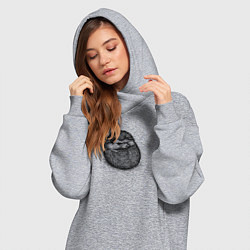 Женское худи-платье Ежик суровый, цвет: меланж — фото 2