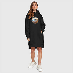 Женское худи-платье Биткоин яблоко, цвет: черный — фото 2