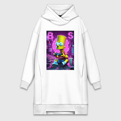 Женское худи-платье Bart Simpson - cool gamer, цвет: белый