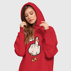 Женское худи-платье Duck you - фак ю, цвет: красный — фото 2