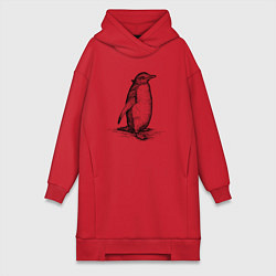 Женское худи-платье Императорский пингвиненок, цвет: красный