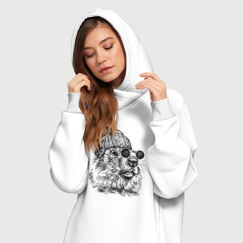 Женская толстовка-платье Суслик-хипстер / Белый – фото 3