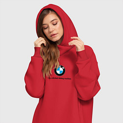 Женское худи-платье BMW the unlimited driving machine, цвет: красный — фото 2