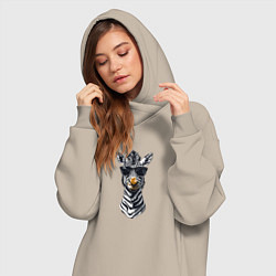 Женское худи-платье Зебра в солнечных очках, цвет: миндальный — фото 2