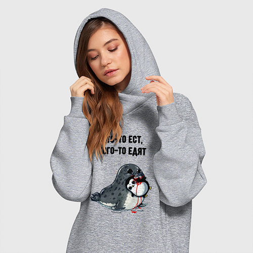 Женская толстовка-платье Кто-то ест / Меланж – фото 3
