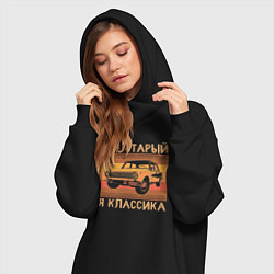 Женское худи-платье Я не старый, я классика, цвет: черный — фото 2