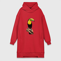 Женское худи-платье Птица тукан, цвет: красный