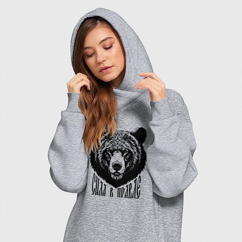 Женская толстовка-платье Медведь русич - сила в правде / Меланж – фото 3