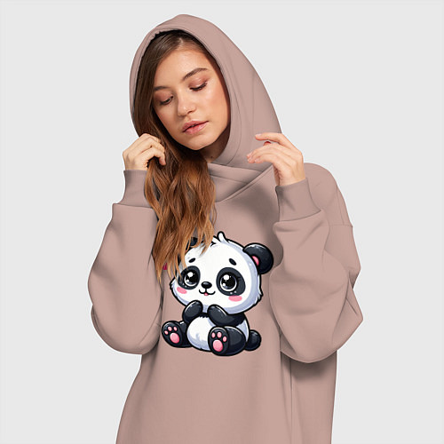 Женская толстовка-платье Забавная маленькая панда / Пыльно-розовый – фото 3
