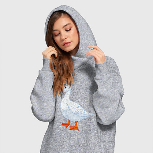 Женская толстовка-платье Гусь белый нарисованный / Меланж – фото 3