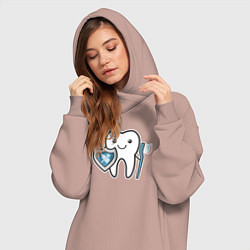 Женское худи-платье Зубик, цвет: пыльно-розовый — фото 2