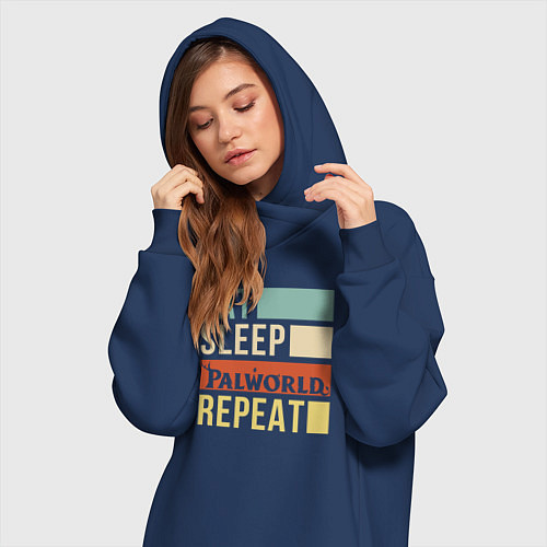 Женская толстовка-платье Eat sleep Palworld rpeat / Тёмно-синий – фото 3