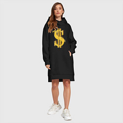 Женское худи-платье Знак денег, цвет: черный — фото 2