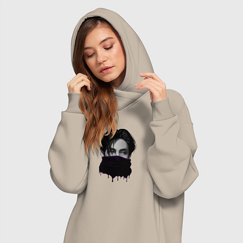 Женская толстовка-платье Бтс тэхен арт bts / Миндальный – фото 3