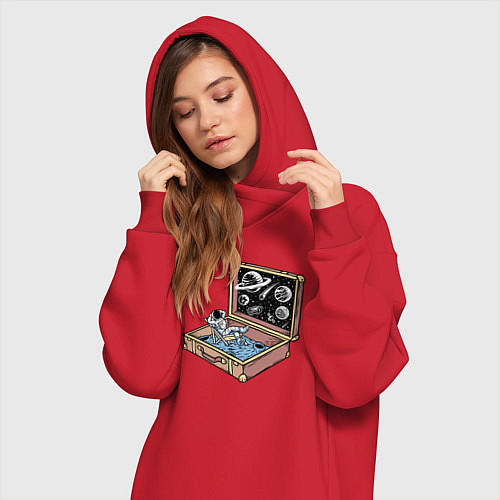 Женская толстовка-платье Космос в чемодане / Красный – фото 3